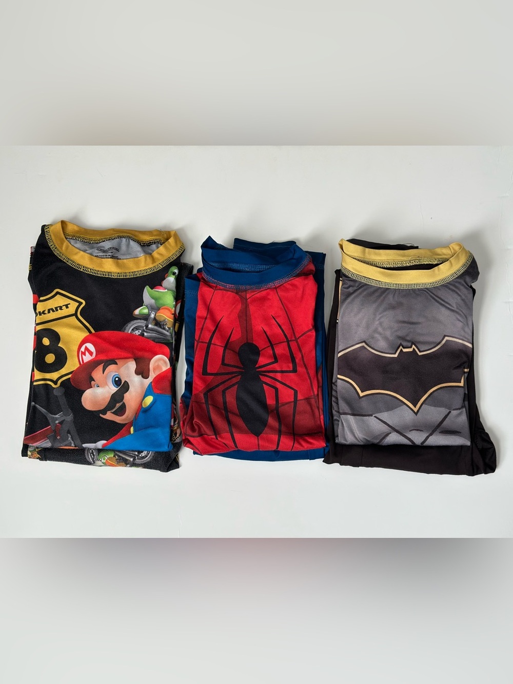 Cuddl Duds Boys Base Layer 3 Set Bundle Mario Spider-Man Batman Size M 8